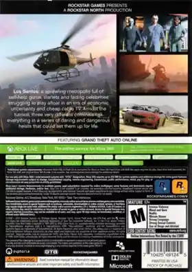 Grand Theft Auto 5 (USA) box cover back